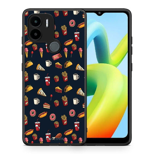 Θήκη Xiaomi Redmi A1+ / A2+ Random Hungry από τη Smartfits με σχέδιο στο πίσω μέρος και μαύρο περίβλημα | Xiaomi Redmi A1+ / A2+ Random Hungry Case with Colorful Back and Black Bezels