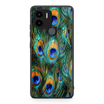 Θήκη Xiaomi Redmi A1+ / A2+ Real Peacock Feathers από τη Smartfits με σχέδιο στο πίσω μέρος και μαύρο περίβλημα | Xiaomi Redmi A1+ / A2+ Real Peacock Feathers Case with Colorful Back and Black Bezels