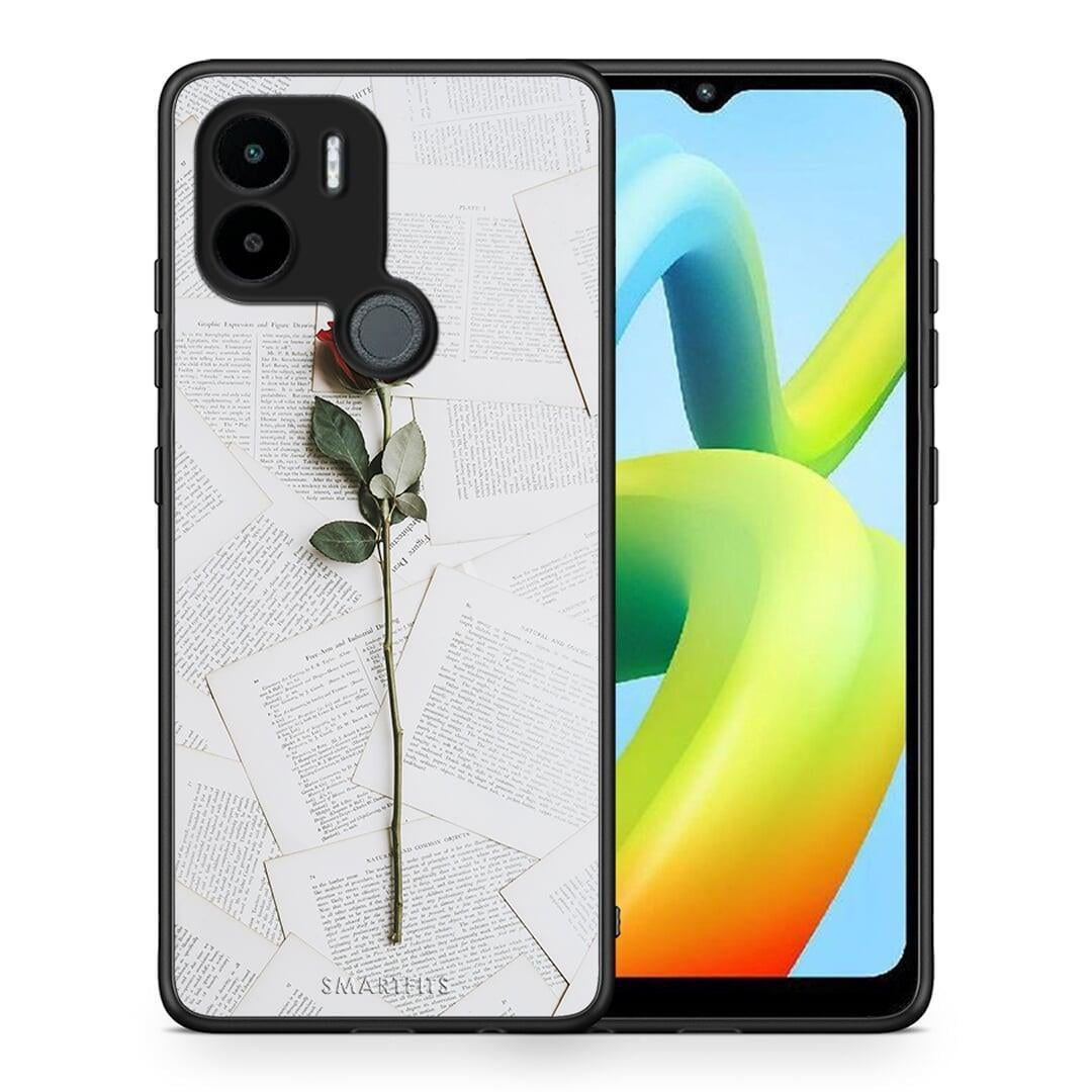 Θήκη Xiaomi Redmi A1+ / A2+ Red Rose από τη Smartfits με σχέδιο στο πίσω μέρος και μαύρο περίβλημα | Xiaomi Redmi A1+ / A2+ Red Rose Case with Colorful Back and Black Bezels