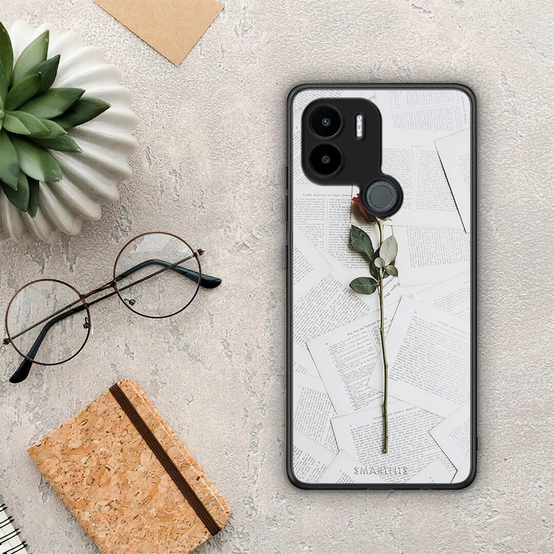 Θήκη Xiaomi Redmi A1+ / A2+ Red Rose από τη Smartfits με σχέδιο στο πίσω μέρος και μαύρο περίβλημα | Xiaomi Redmi A1+ / A2+ Red Rose Case with Colorful Back and Black Bezels