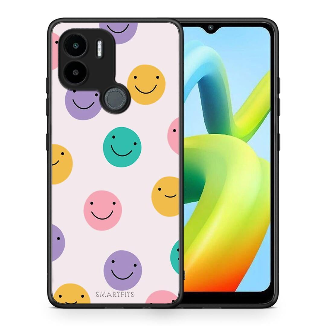 Θήκη Xiaomi Redmi A1+ / A2+ Smiley Faces από τη Smartfits με σχέδιο στο πίσω μέρος και μαύρο περίβλημα | Xiaomi Redmi A1+ / A2+ Smiley Faces Case with Colorful Back and Black Bezels