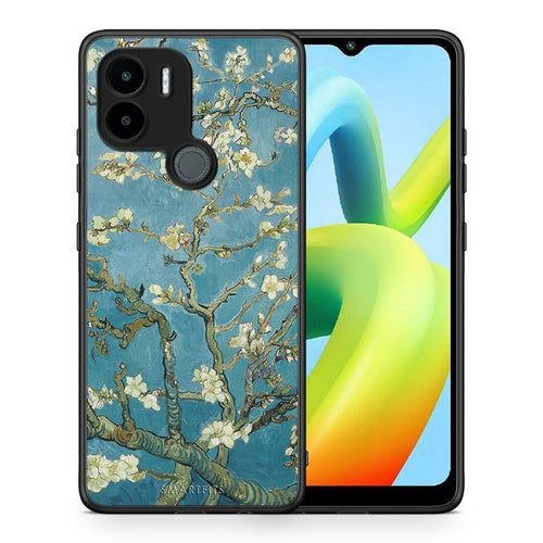 Θήκη Xiaomi Redmi A1+ / A2+ White Blossoms από τη Smartfits με σχέδιο στο πίσω μέρος και μαύρο περίβλημα | Xiaomi Redmi A1+ / A2+ White Blossoms Case with Colorful Back and Black Bezels