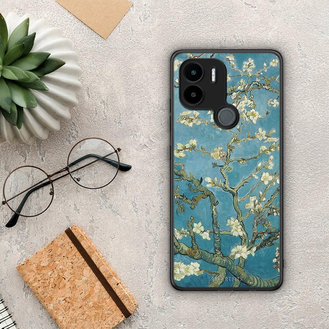 Θήκη Xiaomi Redmi A1+ / A2+ White Blossoms από τη Smartfits με σχέδιο στο πίσω μέρος και μαύρο περίβλημα | Xiaomi Redmi A1+ / A2+ White Blossoms Case with Colorful Back and Black Bezels