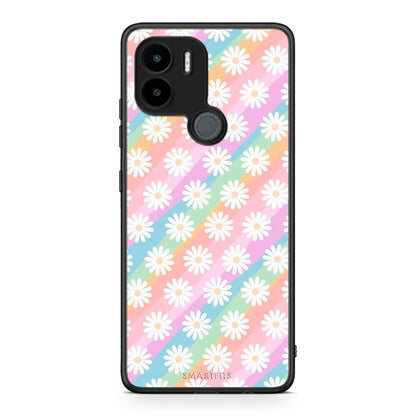 Θήκη Xiaomi Redmi A1+ / A2+ White Daisies από τη Smartfits με σχέδιο στο πίσω μέρος και μαύρο περίβλημα | Xiaomi Redmi A1+ / A2+ White Daisies Case with Colorful Back and Black Bezels