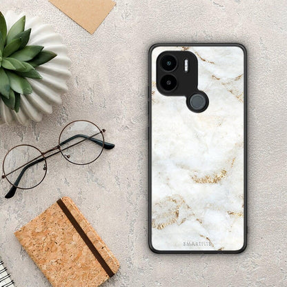 Θήκη Xiaomi Redmi A1+ / A2+ White Gold Marble από τη Smartfits με σχέδιο στο πίσω μέρος και μαύρο περίβλημα | Xiaomi Redmi A1+ / A2+ White Gold Marble Case with Colorful Back and Black Bezels