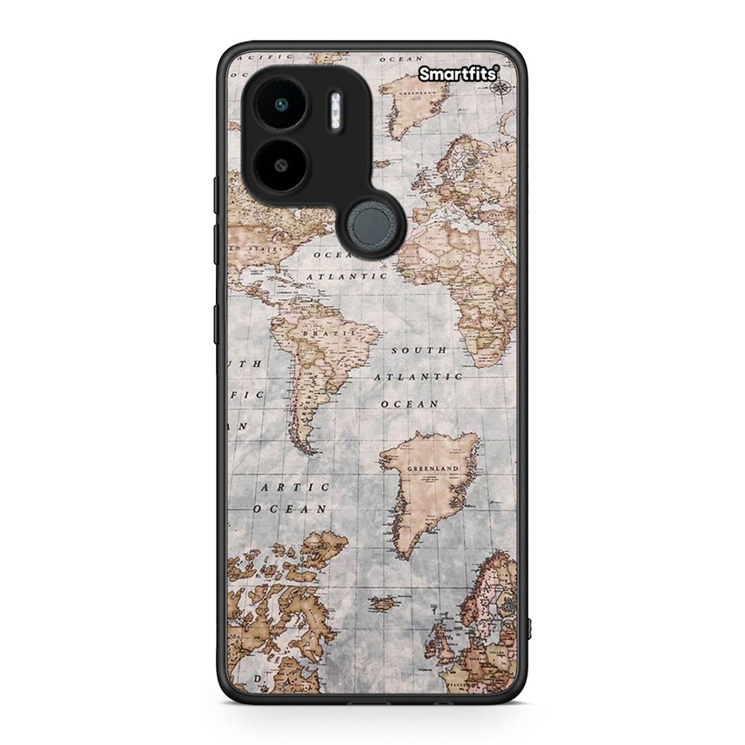 Θήκη Xiaomi Redmi A1+ / A2+ World Map από τη Smartfits με σχέδιο στο πίσω μέρος και μαύρο περίβλημα | Xiaomi Redmi A1+ / A2+ World Map Case with Colorful Back and Black Bezels