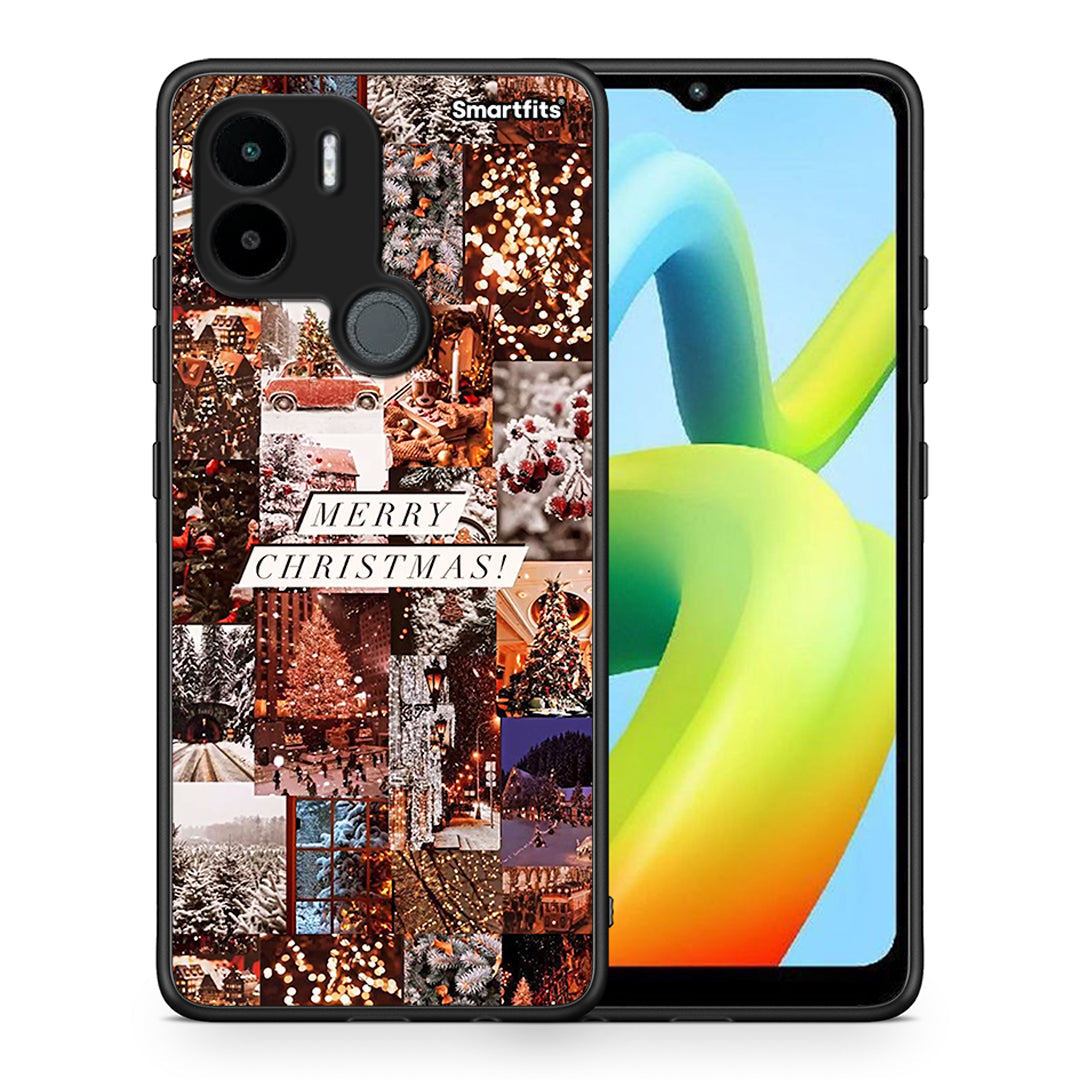 Θήκη Xiaomi Redmi A1+ / A2+ Xmas Collage από τη Smartfits με σχέδιο στο πίσω μέρος και μαύρο περίβλημα | Xiaomi Redmi A1+ / A2+ Xmas Collage Case with Colorful Back and Black Bezels