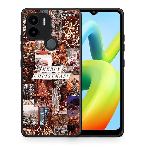 Θήκη Xiaomi Redmi A1+ / A2+ Xmas Collage από τη Smartfits με σχέδιο στο πίσω μέρος και μαύρο περίβλημα | Xiaomi Redmi A1+ / A2+ Xmas Collage Case with Colorful Back and Black Bezels
