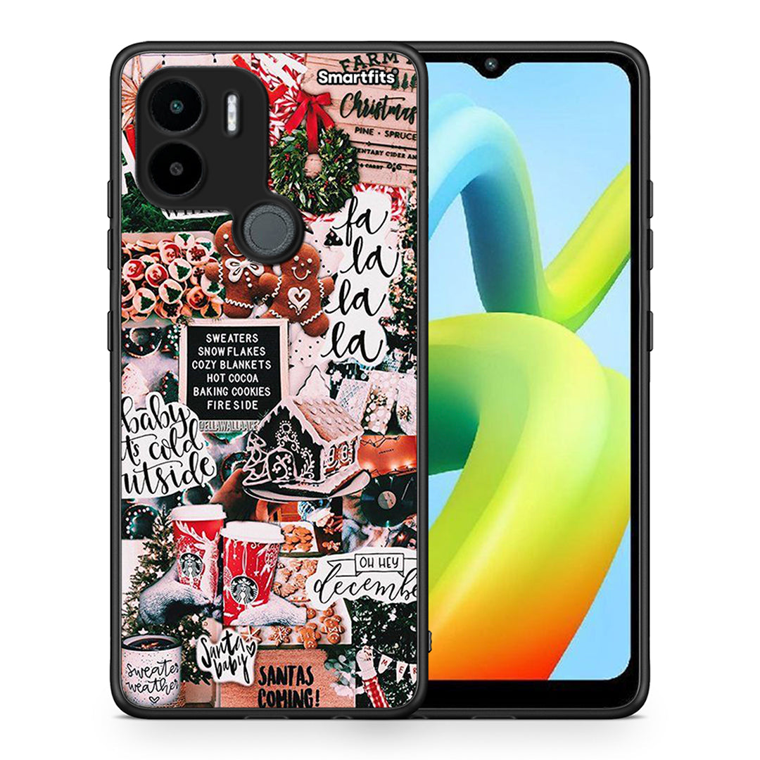 Θήκη Xiaomi Redmi A1+ / A2+ Xmas Habbits από τη Smartfits με σχέδιο στο πίσω μέρος και μαύρο περίβλημα | Xiaomi Redmi A1+ / A2+ Xmas Habbits Case with Colorful Back and Black Bezels