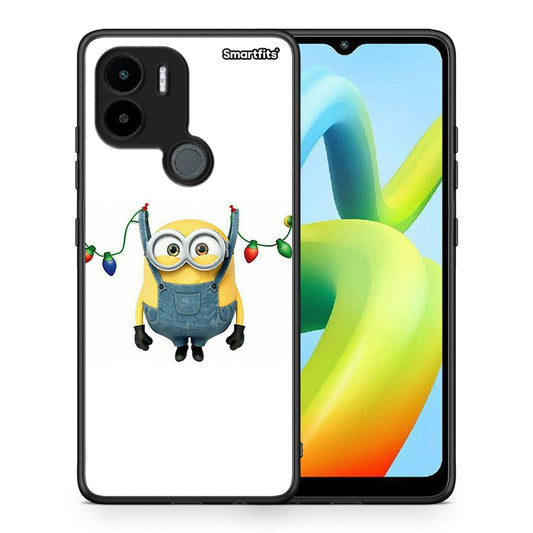Θήκη Xiaomi Redmi A1+ / A2+ Xmas Minion Lights από τη Smartfits με σχέδιο στο πίσω μέρος και μαύρο περίβλημα | Xiaomi Redmi A1+ / A2+ Xmas Minion Lights Case with Colorful Back and Black Bezels