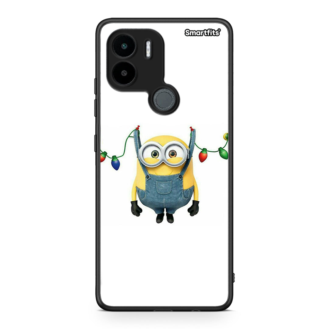Θήκη Xiaomi Redmi A1+ / A2+ Xmas Minion Lights από τη Smartfits με σχέδιο στο πίσω μέρος και μαύρο περίβλημα | Xiaomi Redmi A1+ / A2+ Xmas Minion Lights Case with Colorful Back and Black Bezels