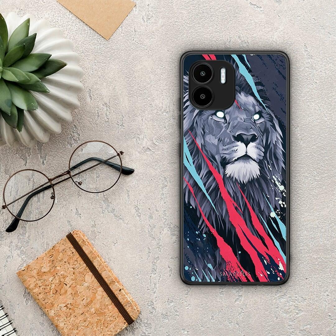 Θήκη Xiaomi Redmi A1 / A2 PopArt Lion Designer από τη Smartfits με σχέδιο στο πίσω μέρος και μαύρο περίβλημα | Xiaomi Redmi A1 / A2 PopArt Lion Designer Case with Colorful Back and Black Bezels