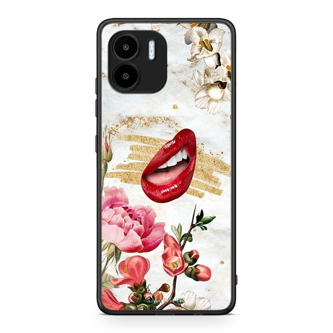 Θήκη Xiaomi Redmi A1 / A2 Red Lips από τη Smartfits με σχέδιο στο πίσω μέρος και μαύρο περίβλημα | Xiaomi Redmi A1 / A2 Red Lips Case with Colorful Back and Black Bezels