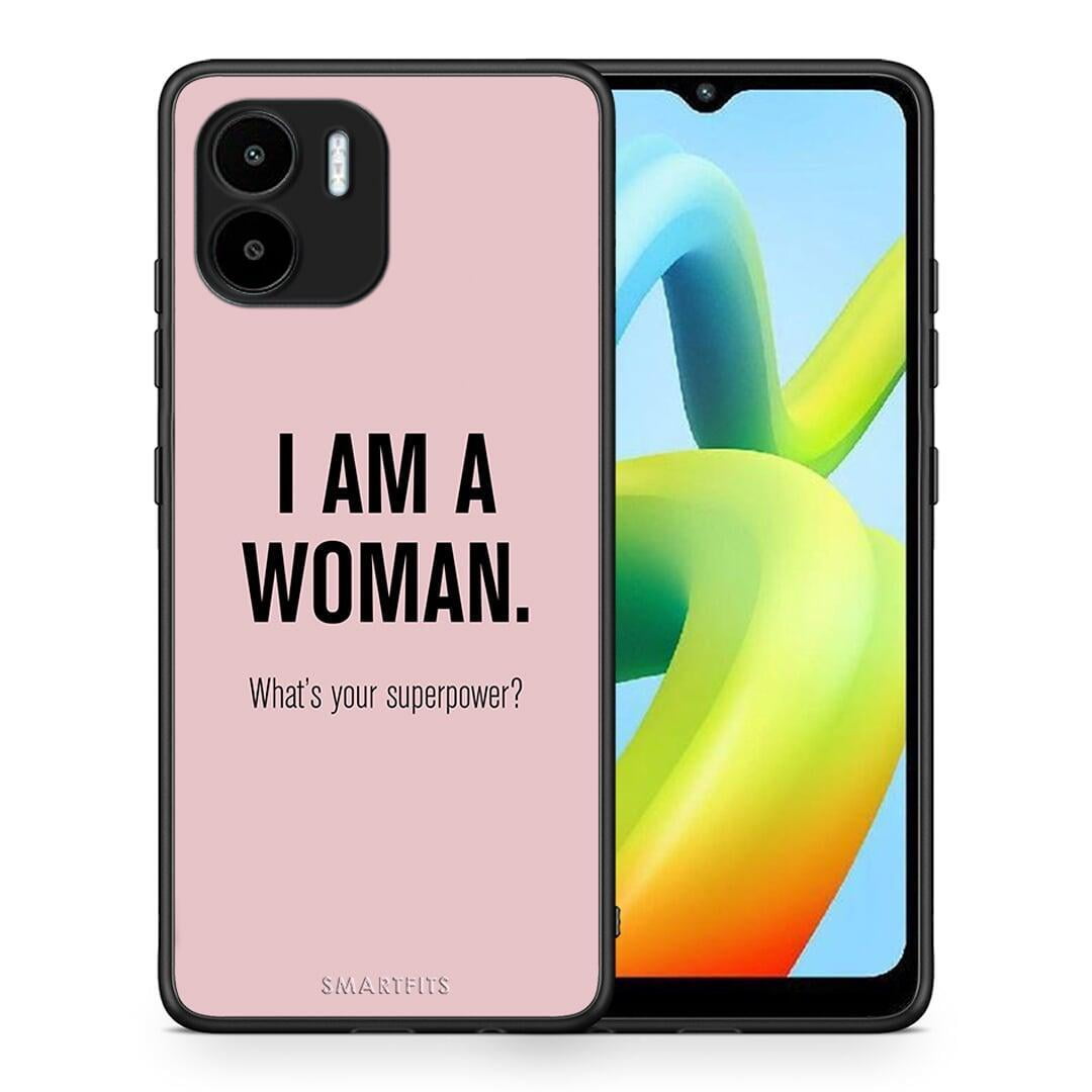 Θήκη Xiaomi Redmi A1 / A2 Superpower Woman από τη Smartfits με σχέδιο στο πίσω μέρος και μαύρο περίβλημα | Xiaomi Redmi A1 / A2 Superpower Woman Case with Colorful Back and Black Bezels