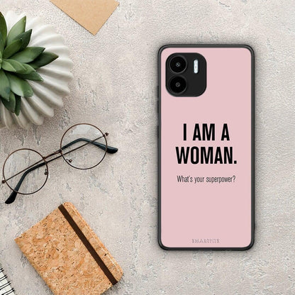 Θήκη Xiaomi Redmi A1 / A2 Superpower Woman από τη Smartfits με σχέδιο στο πίσω μέρος και μαύρο περίβλημα | Xiaomi Redmi A1 / A2 Superpower Woman Case with Colorful Back and Black Bezels