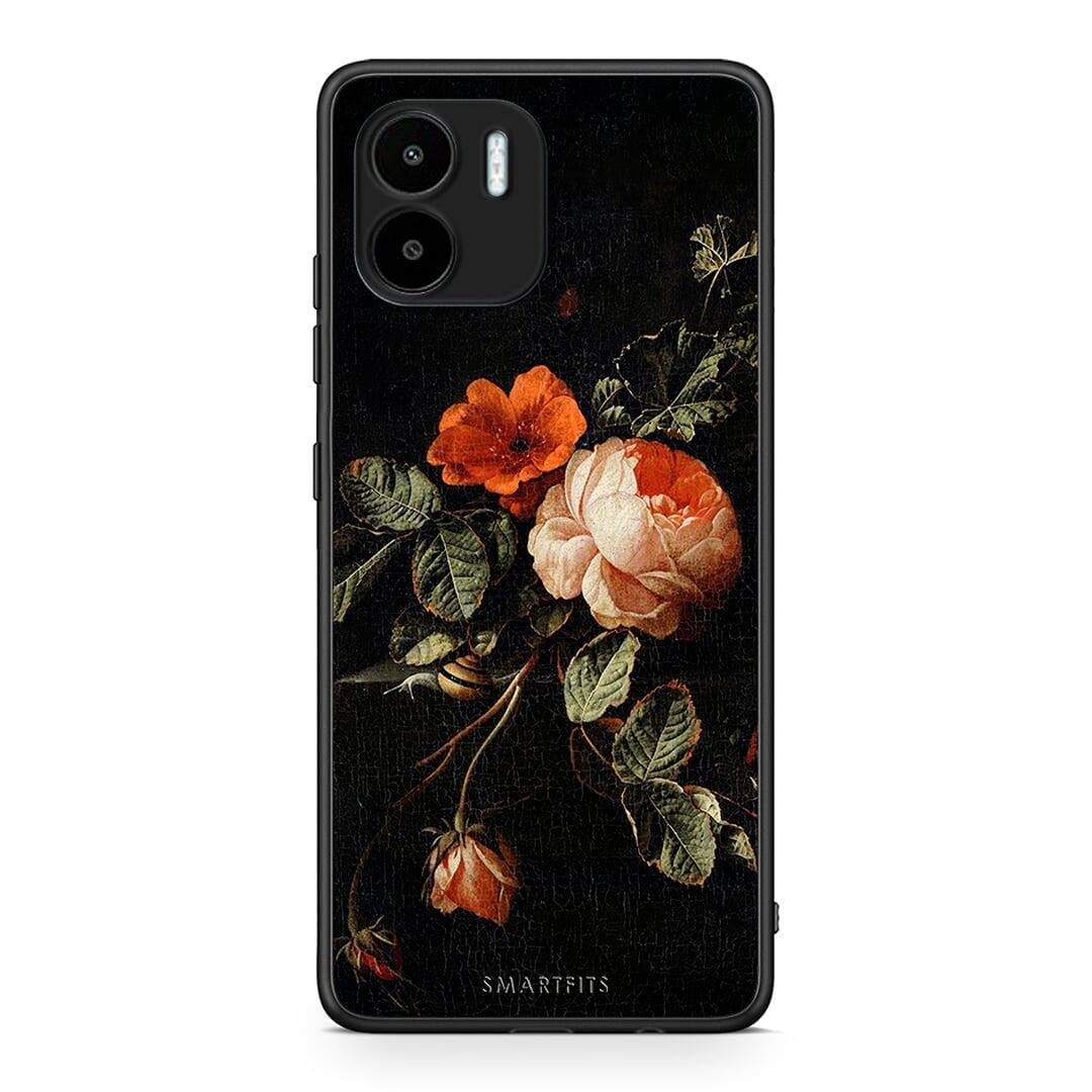 Θήκη Xiaomi Redmi A1 / A2 Vintage Roses από τη Smartfits με σχέδιο στο πίσω μέρος και μαύρο περίβλημα | Xiaomi Redmi A1 / A2 Vintage Roses Case with Colorful Back and Black Bezels