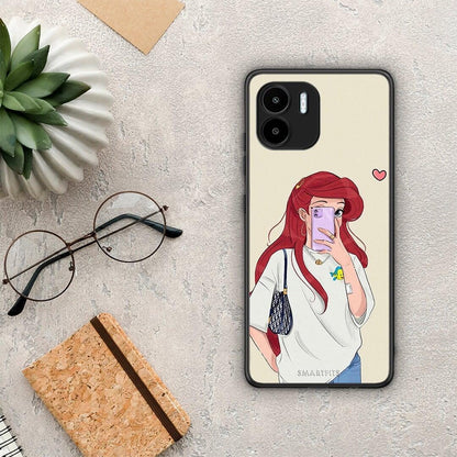 Θήκη Xiaomi Redmi A1 / A2 Walking Mermaid από τη Smartfits με σχέδιο στο πίσω μέρος και μαύρο περίβλημα | Xiaomi Redmi A1 / A2 Walking Mermaid Case with Colorful Back and Black Bezels