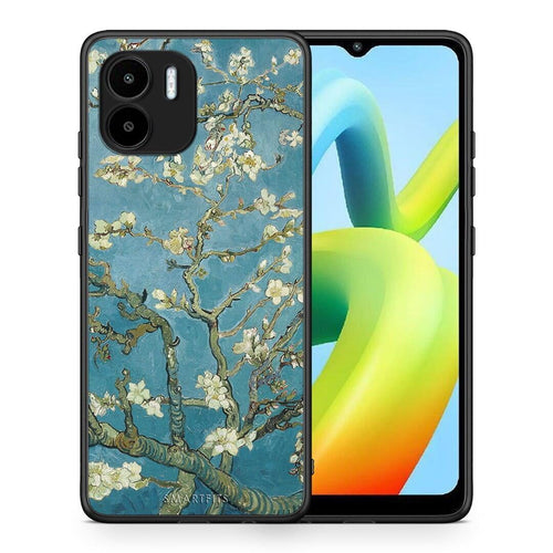 Θήκη Xiaomi Redmi A1 / A2 White Blossoms από τη Smartfits με σχέδιο στο πίσω μέρος και μαύρο περίβλημα | Xiaomi Redmi A1 / A2 White Blossoms Case with Colorful Back and Black Bezels