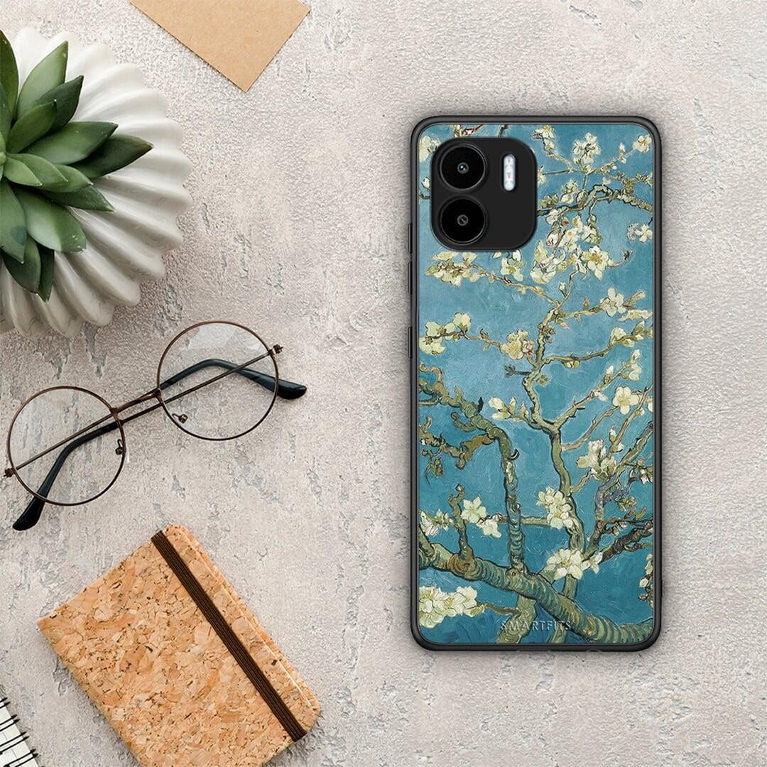 Θήκη Xiaomi Redmi A1 / A2 White Blossoms από τη Smartfits με σχέδιο στο πίσω μέρος και μαύρο περίβλημα | Xiaomi Redmi A1 / A2 White Blossoms Case with Colorful Back and Black Bezels