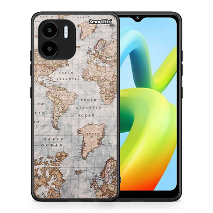 Θήκη Xiaomi Redmi A1 / A2 World Map από τη Smartfits με σχέδιο στο πίσω μέρος και μαύρο περίβλημα | Xiaomi Redmi A1 / A2 World Map Case with Colorful Back and Black Bezels
