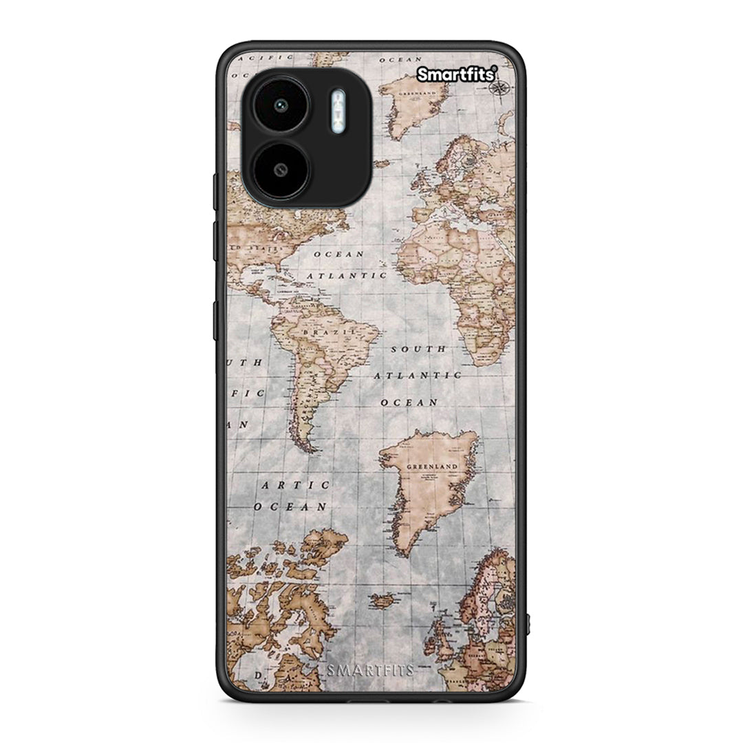 Θήκη Xiaomi Redmi A1 / A2 World Map από τη Smartfits με σχέδιο στο πίσω μέρος και μαύρο περίβλημα | Xiaomi Redmi A1 / A2 World Map Case with Colorful Back and Black Bezels