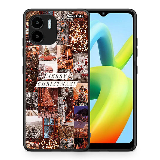 Θήκη Xiaomi Redmi A1 / A2 Xmas Collage από τη Smartfits με σχέδιο στο πίσω μέρος και μαύρο περίβλημα | Xiaomi Redmi A1 / A2 Xmas Collage Case with Colorful Back and Black Bezels