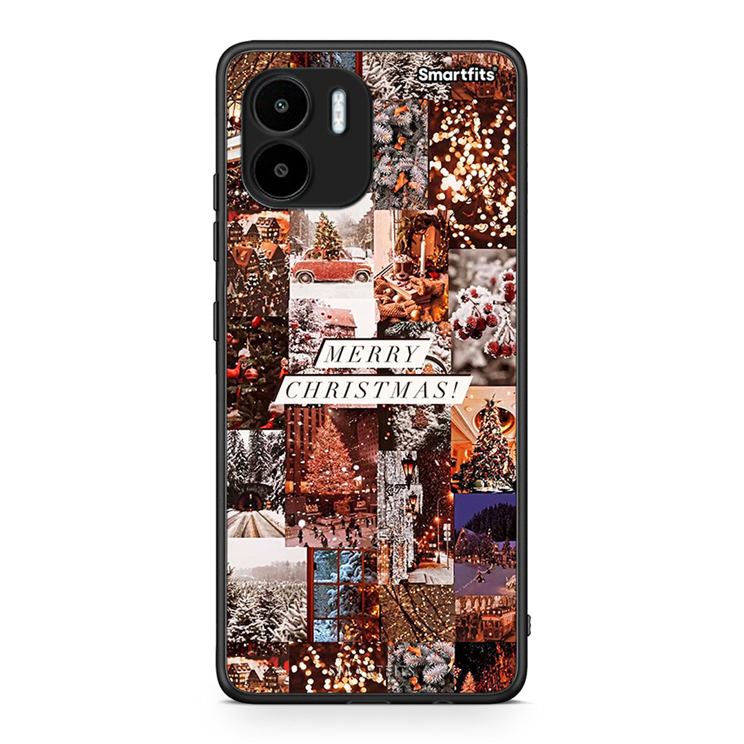 Θήκη Xiaomi Redmi A1 / A2 Xmas Collage από τη Smartfits με σχέδιο στο πίσω μέρος και μαύρο περίβλημα | Xiaomi Redmi A1 / A2 Xmas Collage Case with Colorful Back and Black Bezels