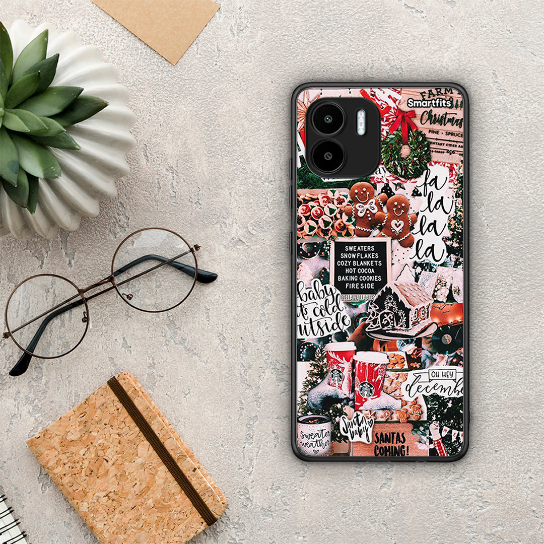Θήκη Xiaomi Redmi A1 / A2 Xmas Habbits από τη Smartfits με σχέδιο στο πίσω μέρος και μαύρο περίβλημα | Xiaomi Redmi A1 / A2 Xmas Habbits Case with Colorful Back and Black Bezels