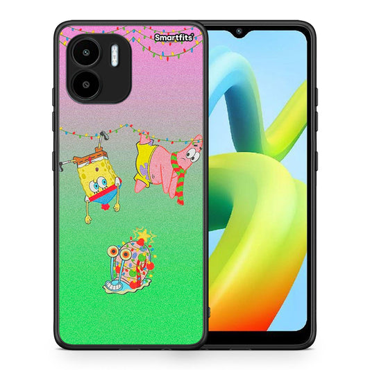 Θήκη Xiaomi Redmi A1 / A2 Xmas Lights από τη Smartfits με σχέδιο στο πίσω μέρος και μαύρο περίβλημα | Xiaomi Redmi A1 / A2 Xmas Lights Case with Colorful Back and Black Bezels