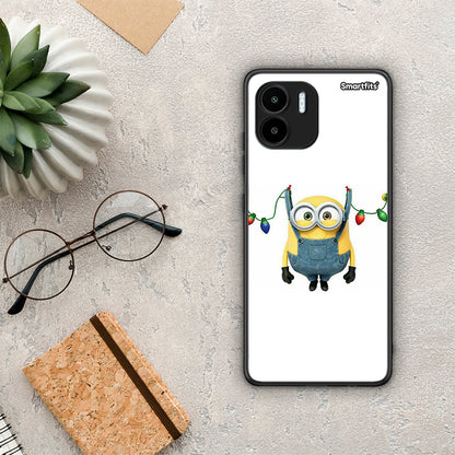 Θήκη Xiaomi Redmi A1 / A2 Xmas Minion Lights από τη Smartfits με σχέδιο στο πίσω μέρος και μαύρο περίβλημα | Xiaomi Redmi A1 / A2 Xmas Minion Lights Case with Colorful Back and Black Bezels
