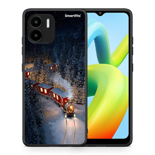 Θήκη Xiaomi Redmi A1 / A2 Xmas Train από τη Smartfits με σχέδιο στο πίσω μέρος και μαύρο περίβλημα | Xiaomi Redmi A1 / A2 Xmas Train Case with Colorful Back and Black Bezels