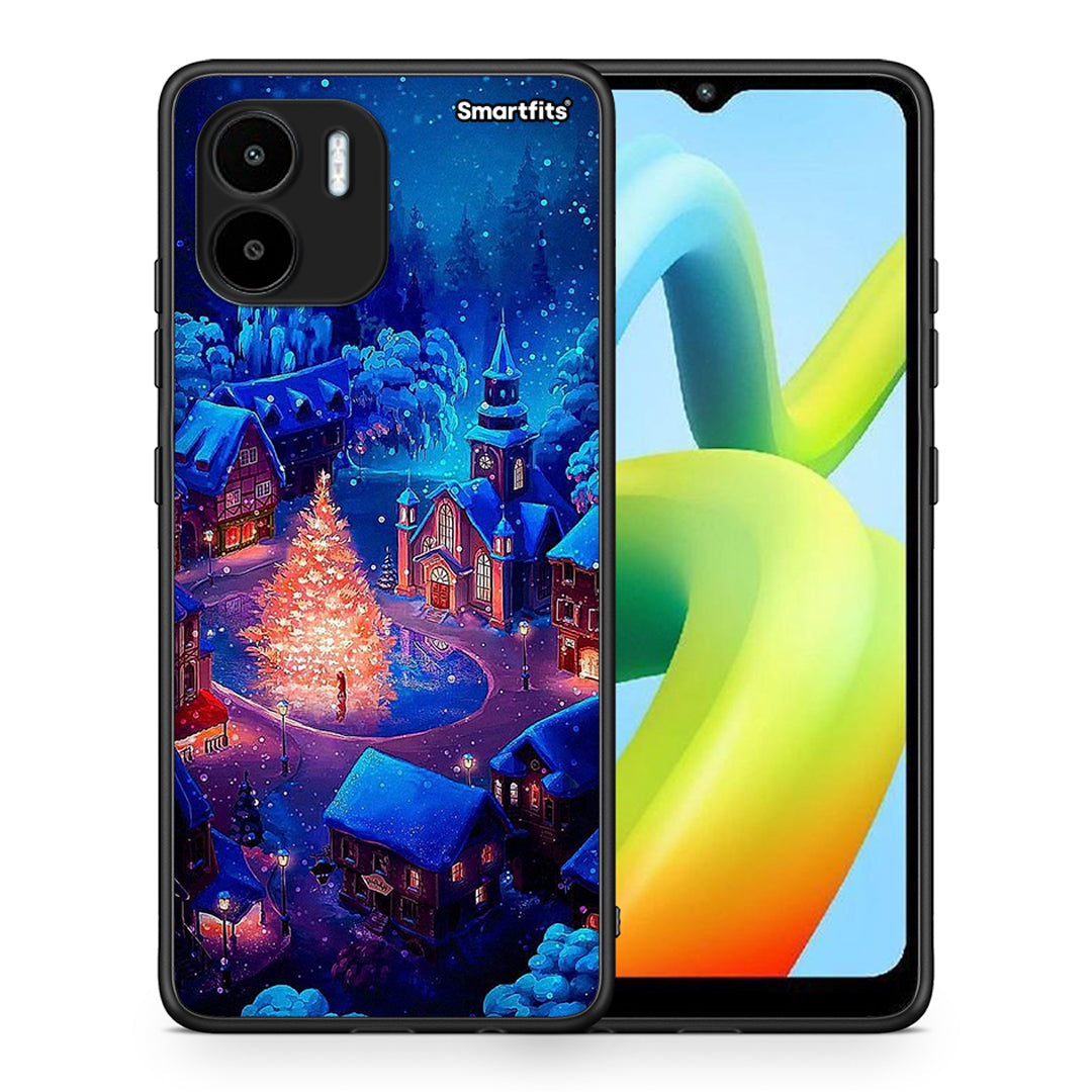 Θήκη Xiaomi Redmi A1 / A2 Xmas Village από τη Smartfits με σχέδιο στο πίσω μέρος και μαύρο περίβλημα | Xiaomi Redmi A1 / A2 Xmas Village Case with Colorful Back and Black Bezels