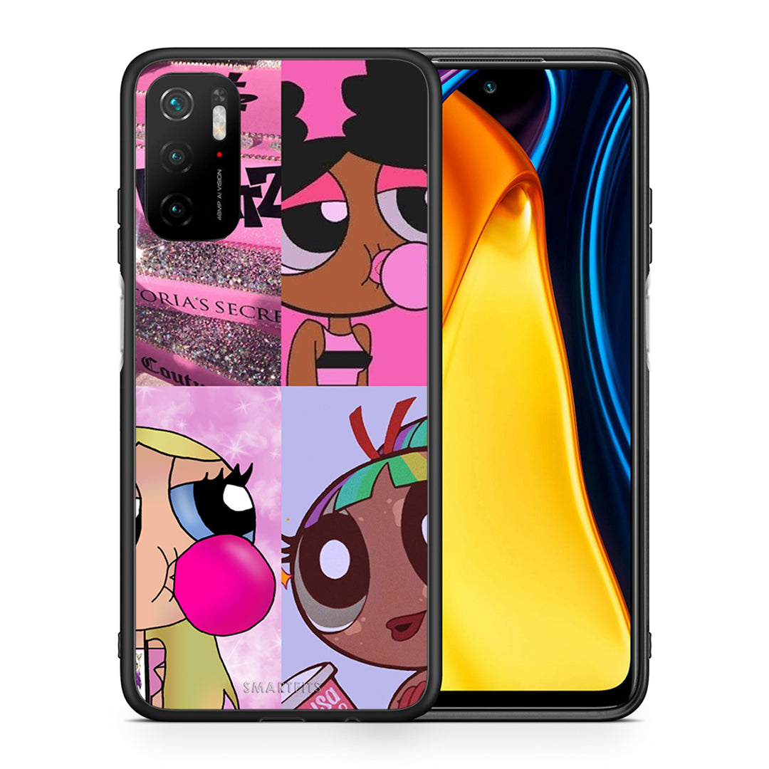 Θήκη Αγίου Βαλεντίνου Xiaomi Poco M3 Pro Bubble Girls από τη Smartfits με σχέδιο στο πίσω μέρος και μαύρο περίβλημα | Xiaomi Poco M3 Pro Bubble Girls case with colorful back and black bezels