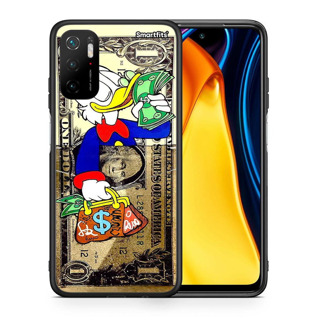 Θήκη Xiaomi Poco M3 Pro Duck Money από τη Smartfits με σχέδιο στο πίσω μέρος και μαύρο περίβλημα | Xiaomi Poco M3 Pro Duck Money case with colorful back and black bezels