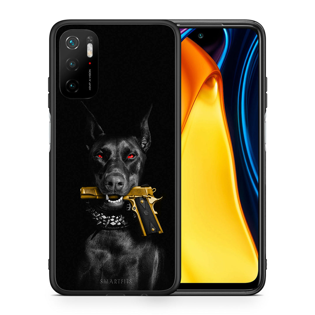 Θήκη Αγίου Βαλεντίνου Xiaomi Poco M3 Pro Golden Gun από τη Smartfits με σχέδιο στο πίσω μέρος και μαύρο περίβλημα | Xiaomi Poco M3 Pro Golden Gun case with colorful back and black bezels