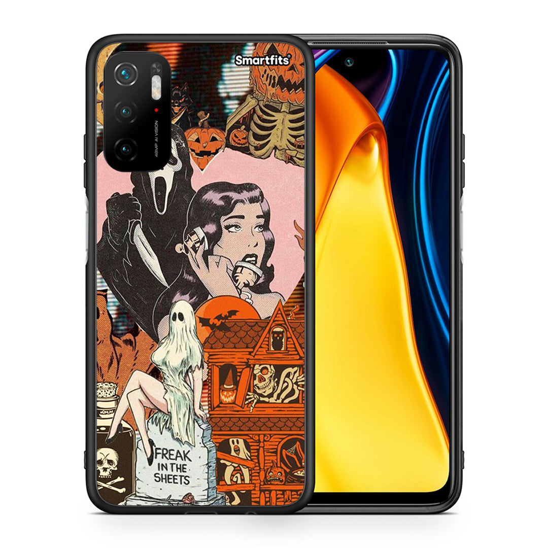 Θήκη Xiaomi Redmi Note 10 5G Halloween Collage από τη Smartfits με σχέδιο στο πίσω μέρος και μαύρο περίβλημα | Xiaomi Redmi Note 10 5G Halloween Collage case with colorful back and black bezels