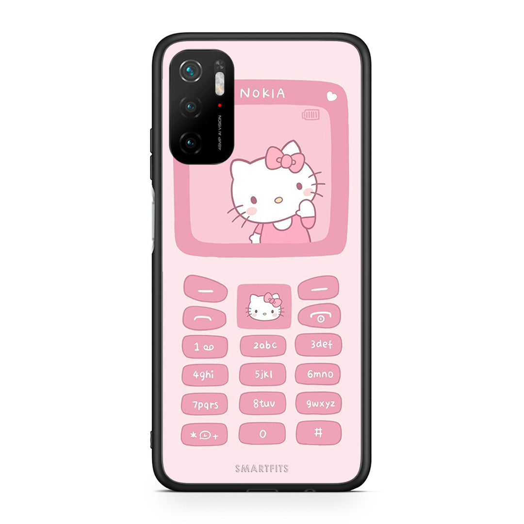 Xiaomi Poco M3 Pro Hello Kitten Θήκη Αγίου Βαλεντίνου από τη Smartfits με σχέδιο στο πίσω μέρος και μαύρο περίβλημα | Smartphone case with colorful back and black bezels by Smartfits