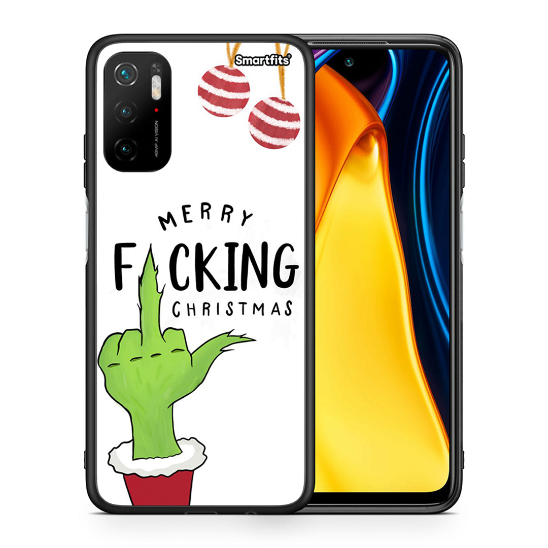 Θήκη Xiaomi Redmi Note 10 5G/Poco M3 Pro Merry F Xmas από τη Smartfits με σχέδιο στο πίσω μέρος και μαύρο περίβλημα | Xiaomi Redmi Note 10 5G/Poco M3 Pro Merry F Xmas case with colorful back and black bezels