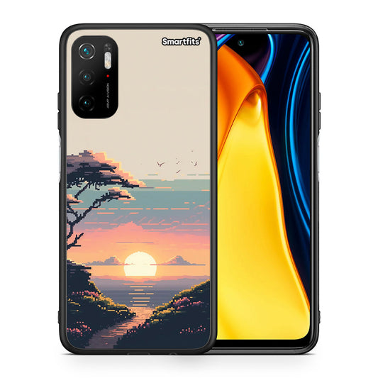 Θήκη Xiaomi Poco M3 Pro Pixel Sunset από τη Smartfits με σχέδιο στο πίσω μέρος και μαύρο περίβλημα | Xiaomi Poco M3 Pro Pixel Sunset case with colorful back and black bezels