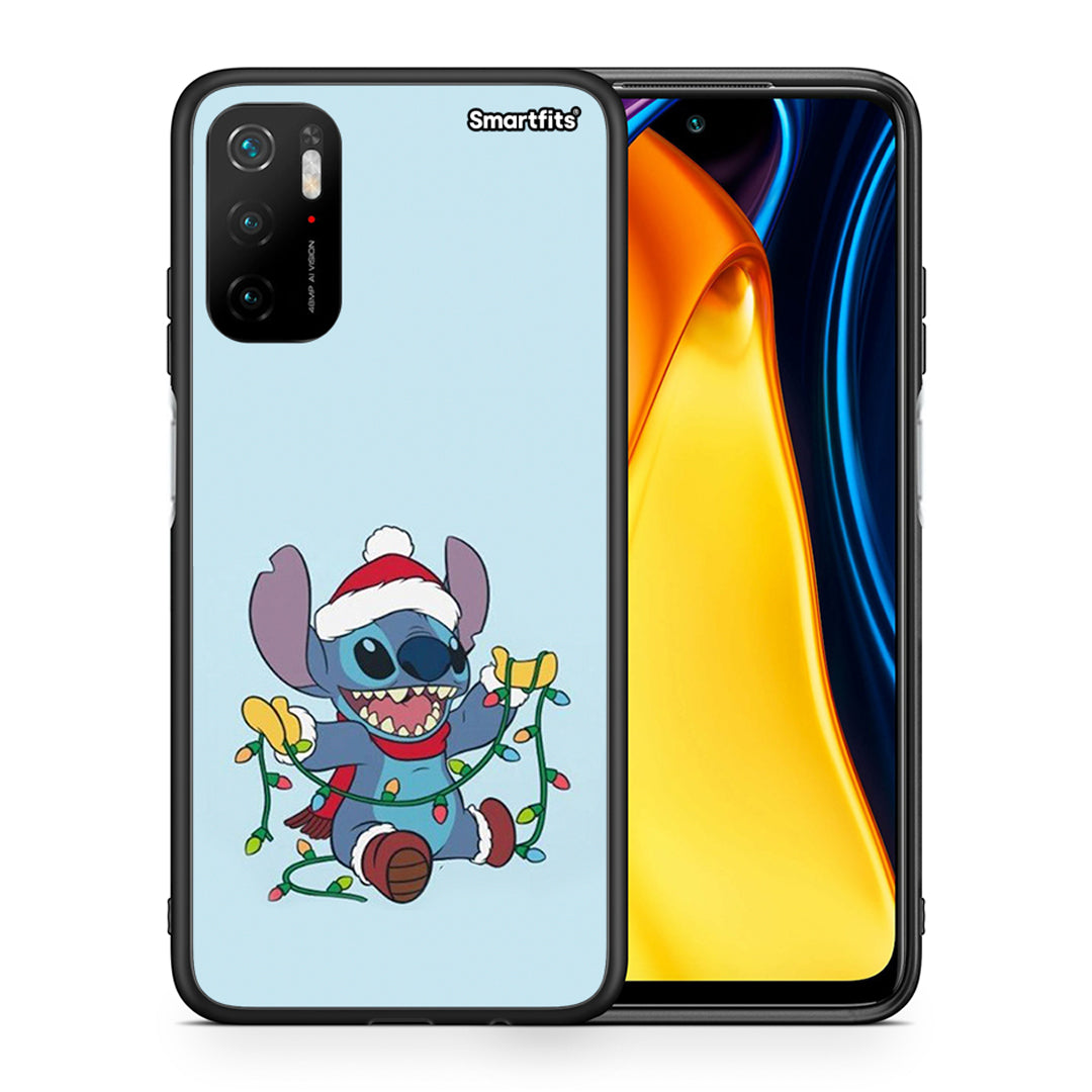 Θήκη Xiaomi Redmi Note 10 5G/Poco M3 Pro Santa Stich από τη Smartfits με σχέδιο στο πίσω μέρος και μαύρο περίβλημα | Xiaomi Redmi Note 10 5G/Poco M3 Pro Santa Stich case with colorful back and black bezels