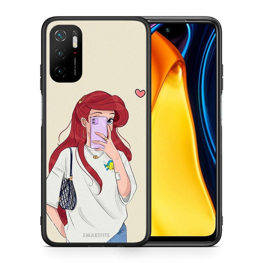 Θήκη Xiaomi Poco M3 Pro Walking Mermaid από τη Smartfits με σχέδιο στο πίσω μέρος και μαύρο περίβλημα | Xiaomi Poco M3 Pro Walking Mermaid case with colorful back and black bezels