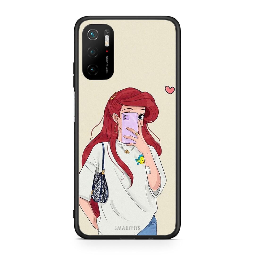 Xiaomi Redmi Note 10 5G Walking Mermaid Θήκη από τη Smartfits με σχέδιο στο πίσω μέρος και μαύρο περίβλημα | Smartphone case with colorful back and black bezels by Smartfits