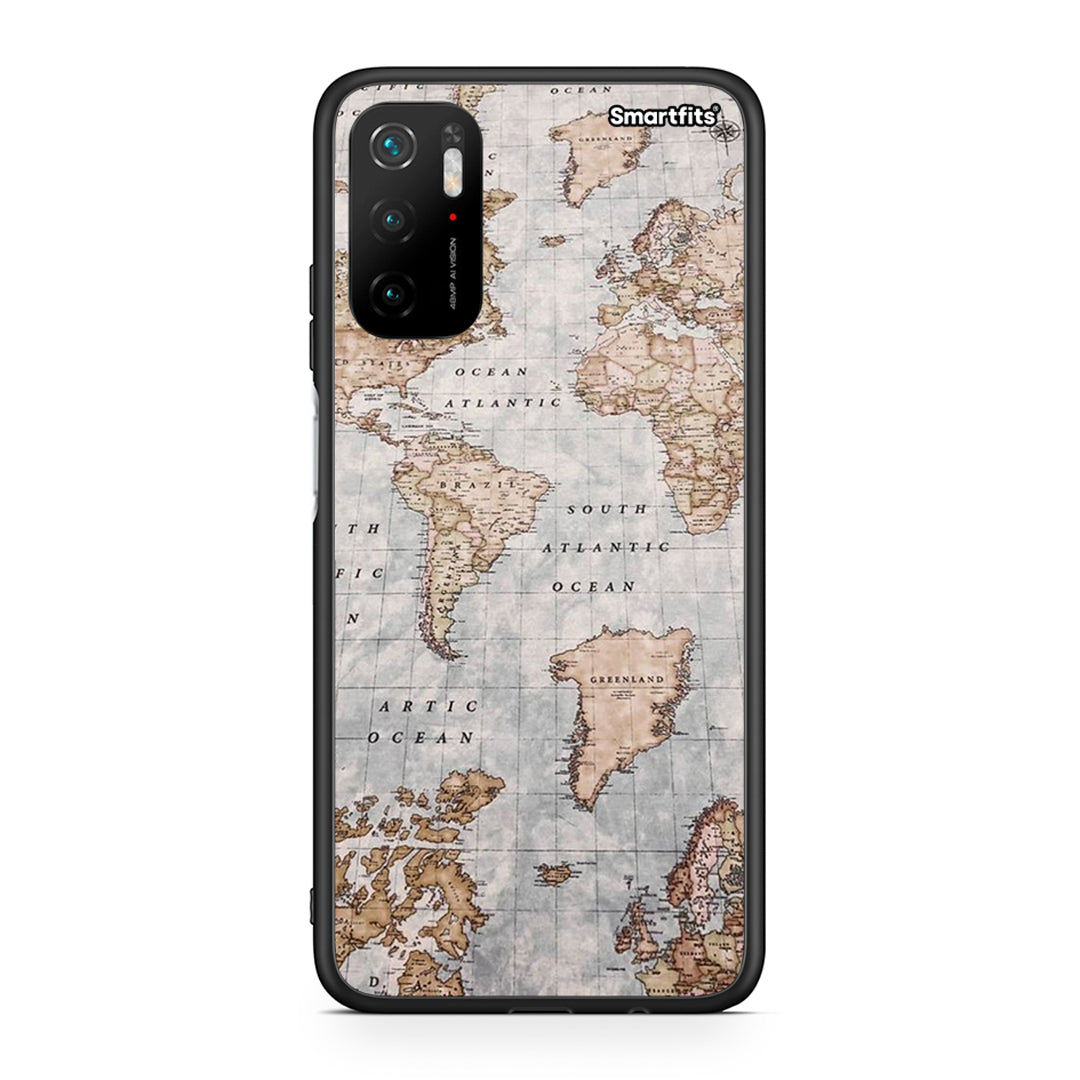 Xiaomi Poco M3 Pro World Map Θήκη από τη Smartfits με σχέδιο στο πίσω μέρος και μαύρο περίβλημα | Smartphone case with colorful back and black bezels by Smartfits
