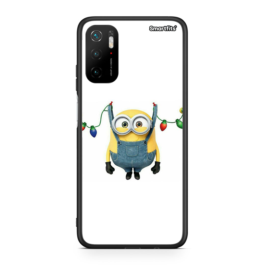 Xiaomi Redmi Note 10 5G/Poco M3 Pro Xmas Minion Lights θήκη από τη Smartfits με σχέδιο στο πίσω μέρος και μαύρο περίβλημα | Smartphone case with colorful back and black bezels by Smartfits