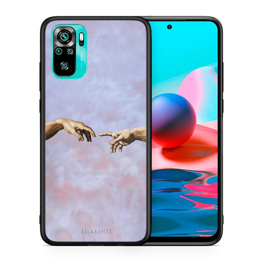Θήκη Xiaomi Redmi Note 10 Adam Hand από τη Smartfits με σχέδιο στο πίσω μέρος και μαύρο περίβλημα | Xiaomi Redmi Note 10 Adam Hand case with colorful back and black bezels