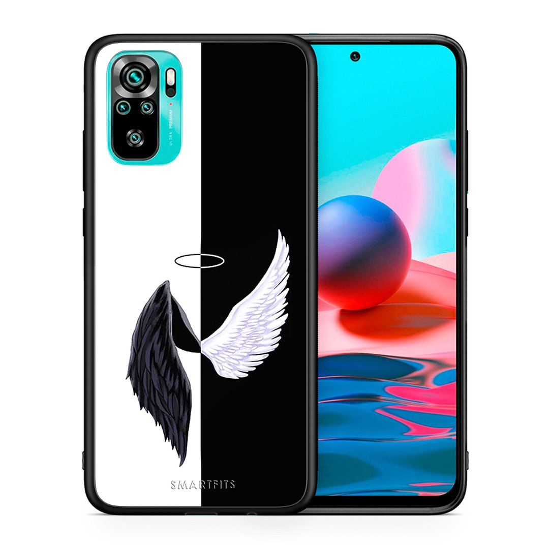 Θήκη Xiaomi Redmi Note 10 Angels Demons από τη Smartfits με σχέδιο στο πίσω μέρος και μαύρο περίβλημα | Xiaomi Redmi Note 10 Angels Demons case with colorful back and black bezels