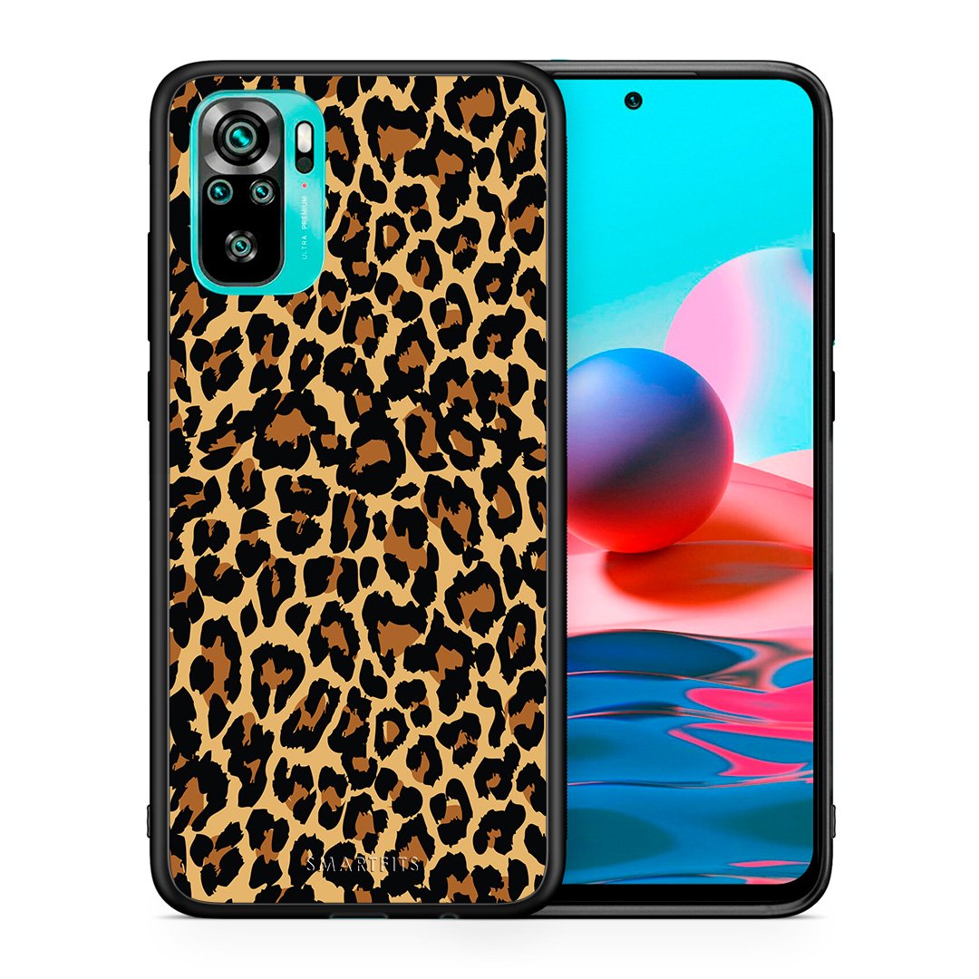 Θήκη Xiaomi Redmi Note 10 Leopard Animal από τη Smartfits με σχέδιο στο πίσω μέρος και μαύρο περίβλημα | Xiaomi Redmi Note 10 Leopard Animal case with colorful back and black bezels