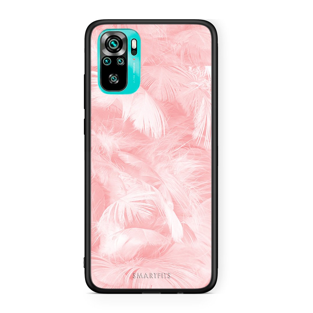 33 - Xiaomi Redmi Note 10 Pink Feather Boho case, cover, bumper