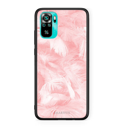 33 - Xiaomi Redmi Note 10 Pink Feather Boho case, cover, bumper