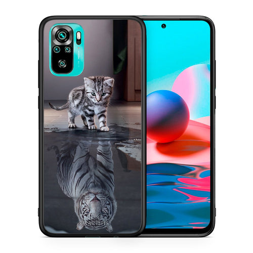 Θήκη Xiaomi Redmi Note 10 Tiger Cute από τη Smartfits με σχέδιο στο πίσω μέρος και μαύρο περίβλημα | Xiaomi Redmi Note 10 Tiger Cute case with colorful back and black bezels